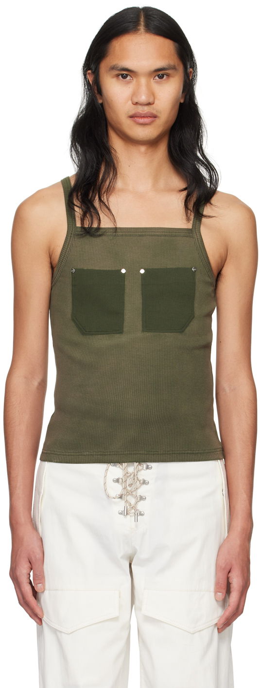 Majica bez rukava Dion Lee Pocket Ribbed Tank Top Zelena | C3165PS24