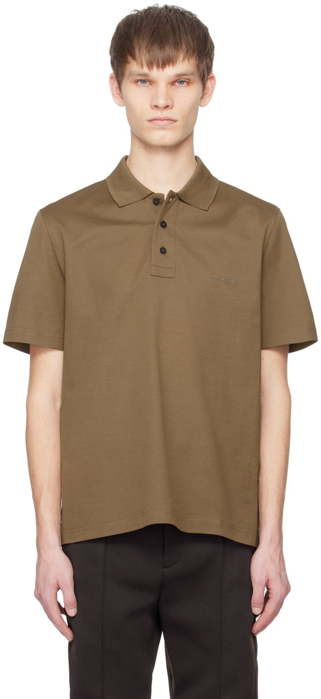 Polo majica FERRAGAMO Embroidered Logo Polo Shirt Zelena | 772048