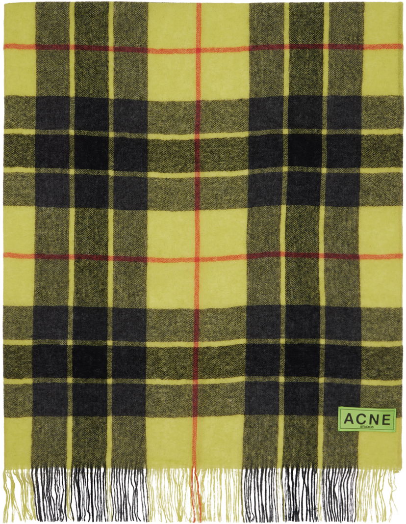 Šal Acne Studios Check Fringe Scarf Žuta | CA0312-