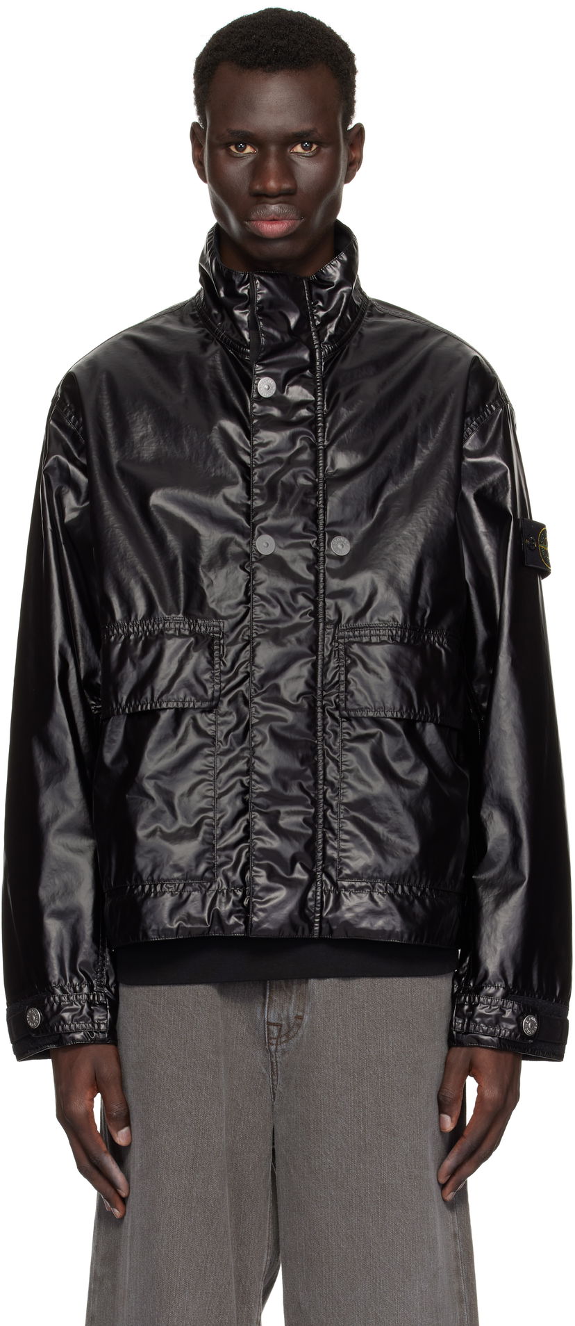 Vjetrovka Stone Island Stone Island Mussola Gommata-TC Jacket Crna | K1S15 4100016 S0022