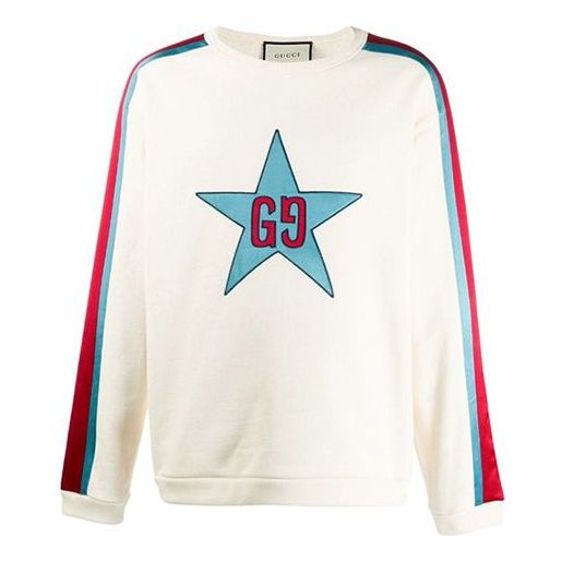 Džemper Gucci Star Appliquéd Sweatshirt Bijela | 576065-XJBBQ-9761
