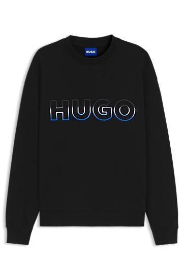 Dukserice BOSS Cotton-terry sweatshirt with ombré logo embroidery Crna | 50549148