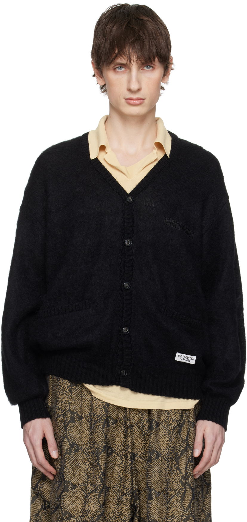 Džemper WACKO MARIA WACKO MARIA Mohair Knit Cardigan Crna | 25SS-WMK-KN06