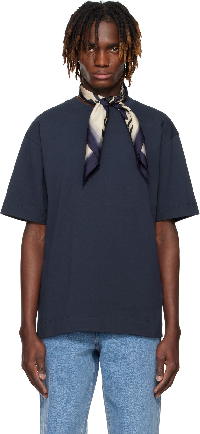 Majica kratkih rukava Dries Van Noten Dries Van Noten Boxy Cotton T-Shirt Tamnoplava | 251-021111-1603