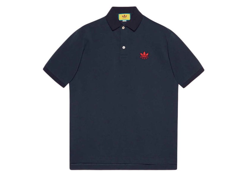 Polo majica Gucci adidas x Cotton Piquet Polo Dark Blue Tamnoplava | 700497 XJEL0 4433