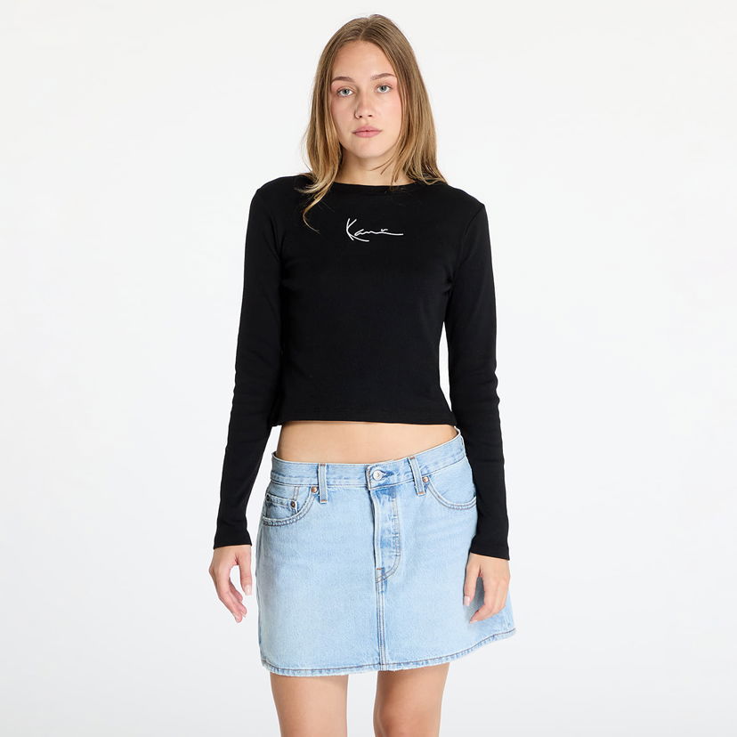 Majica kratkih rukava Karl Kani T-shirt Small Signature Short Rib Longsleeve Black XS Crna | KW-LS031-001-01