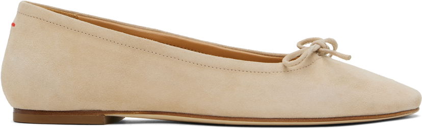 Odjeća Aeyde Aeyde Delfina Suede Ballerina Flats Bež | A11-FL-MNLR08FL17-SS25-957-017