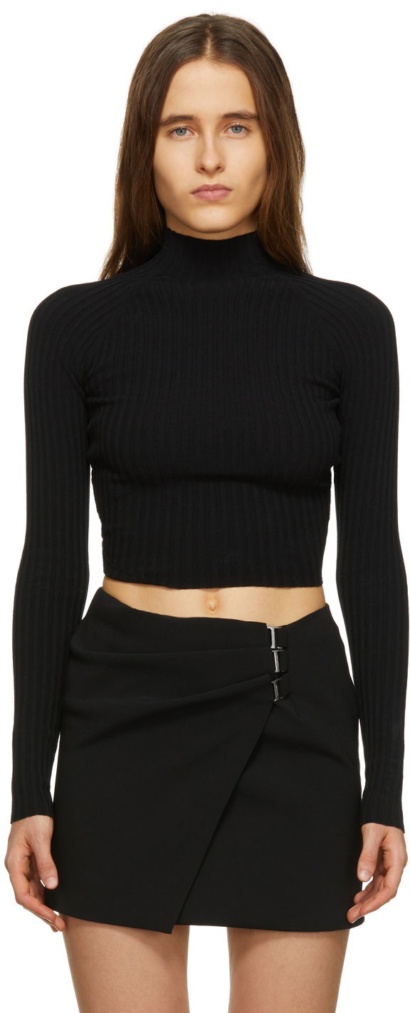 Majica kratkih rukava Dion Lee Ribbed Knit Turtleneck Crop Top Crna | A7548R22, 0