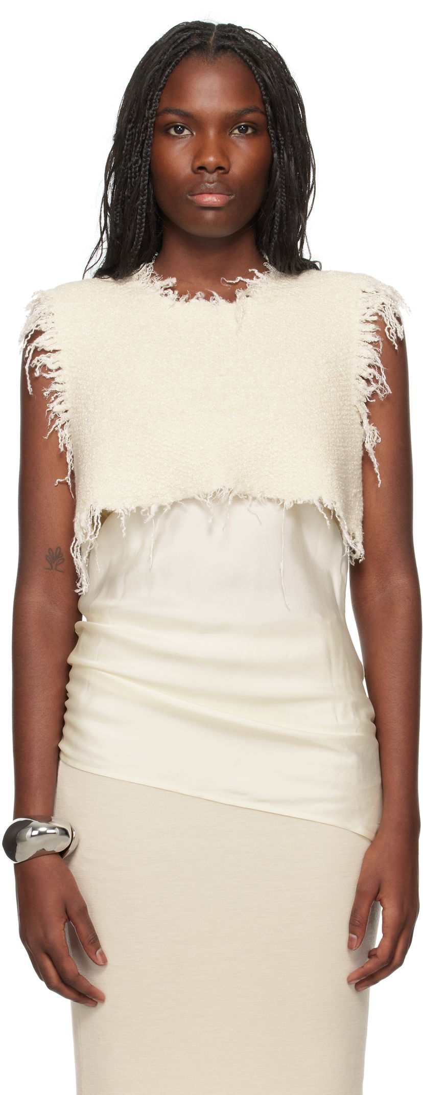 Majica bez rukava Jil Sander Knit & Slit Tank Top & Camisole Set Bijela | J03FV0113_JTN371
