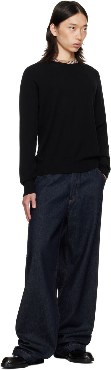 Džemper Burberry Burberry Check Trim Wool Sweater Crna | 8112148, 3