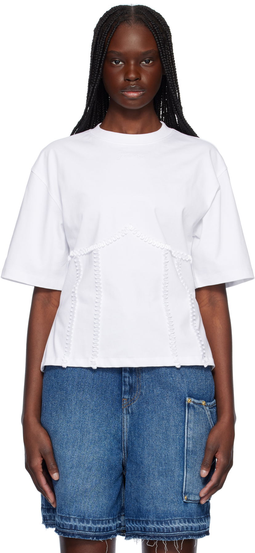 Majica kratkih rukava GANNI Ganni Cotton Tie Back T-Shirt Bijela | T4149