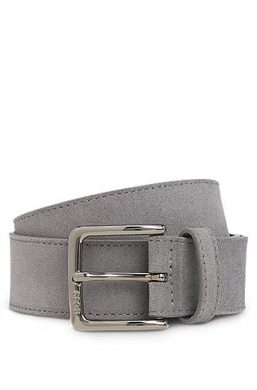 Pojasevi BOSS Suede Belt with Gunmetal Buckle Siva | 50537177