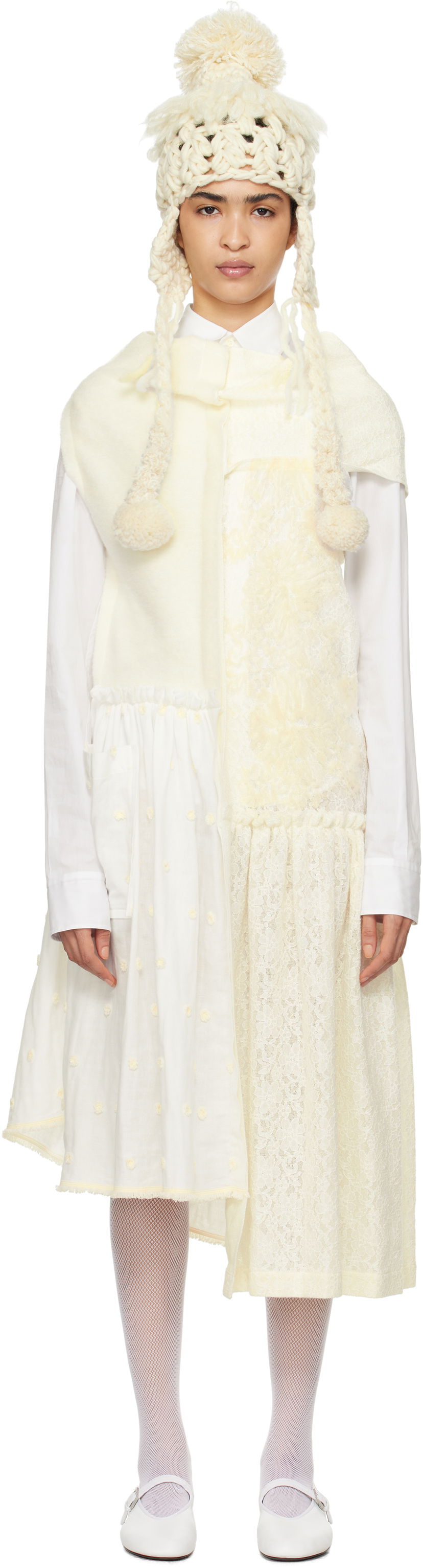 Haljina Comme des Garçons Comme Des Garçons Paneled Midi Dress Bijela | TN-O004-051