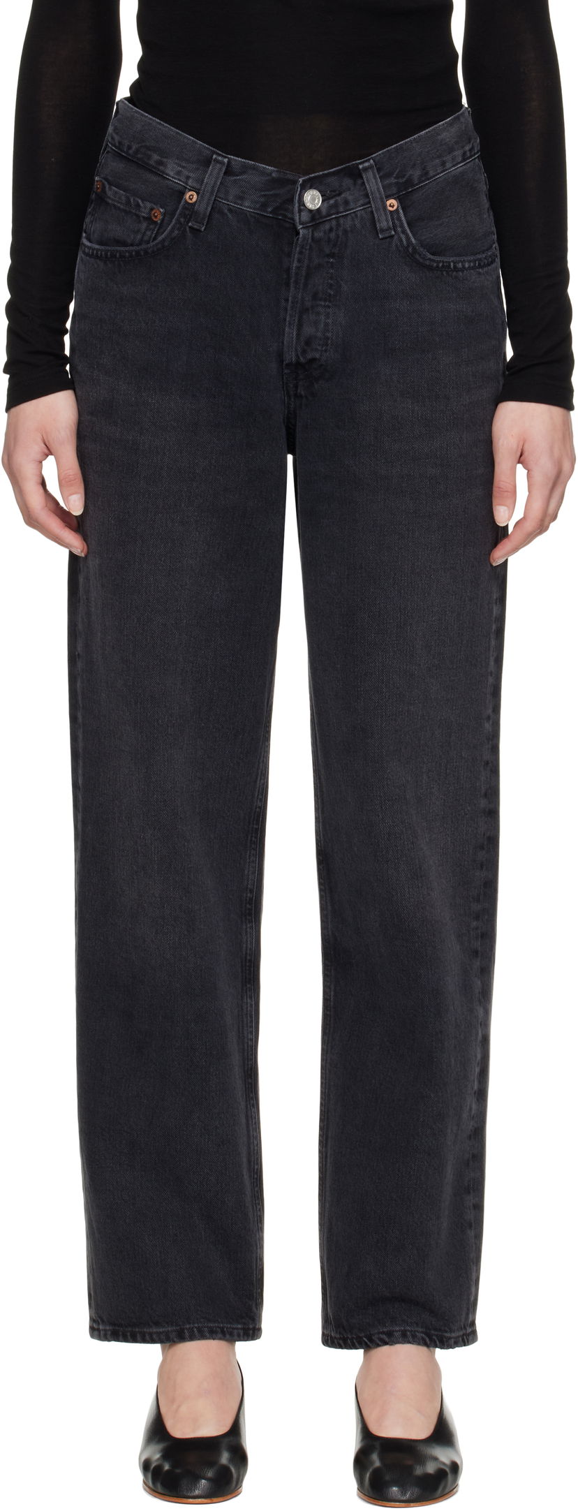 Jeans AGOLDE AGOLDE V-Waist Baggy Jeans Crna | A208-1157
