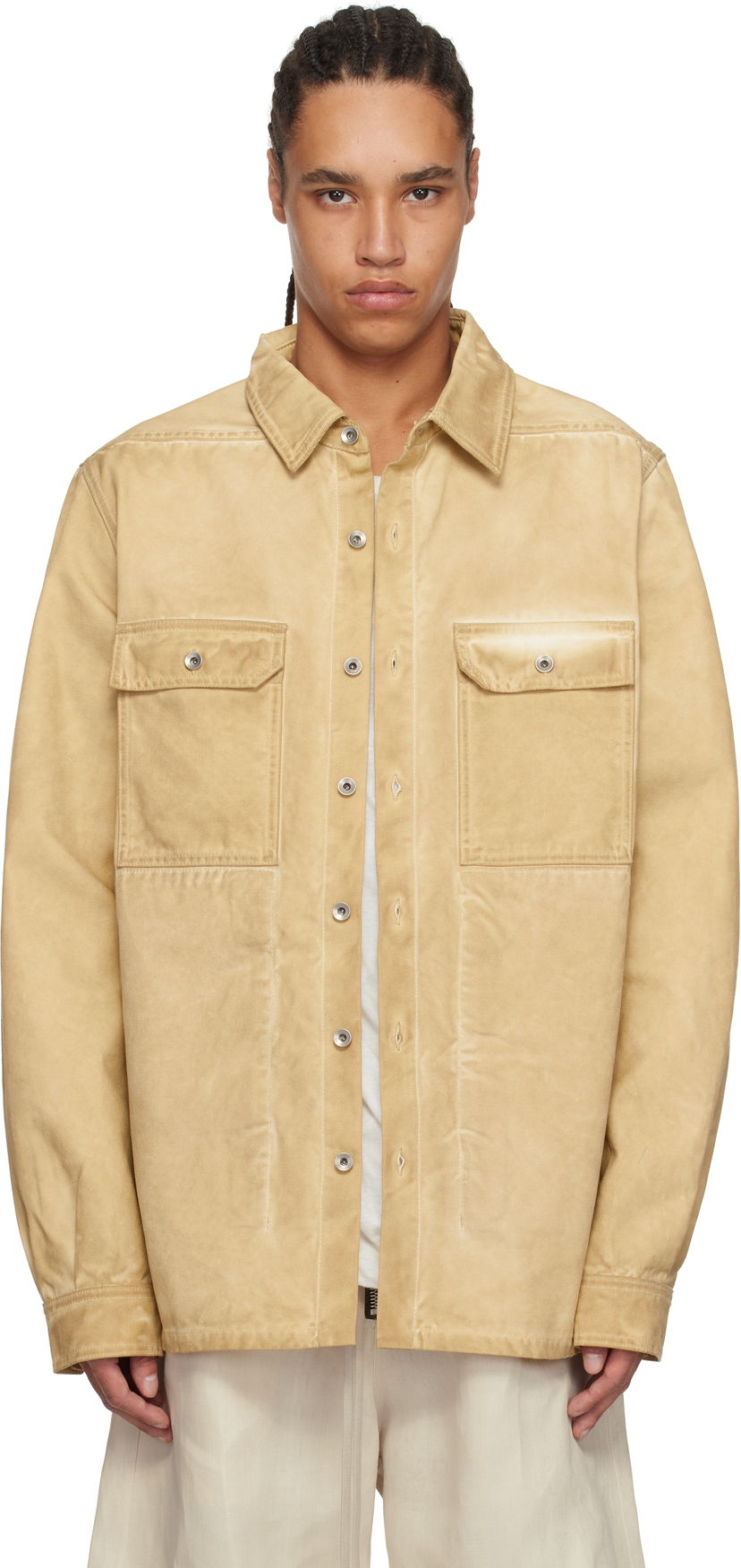 Košulja Rick Owens Rick Owens DRKSHDW Hollywood Organic Cotton Overshirt Bež | DU01E3755 CVS