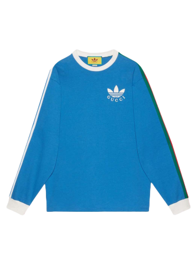 Majica kratkih rukava Gucci adidas x Cotton Jersey T-Shirt Plava | 700506 XJEKO 4744