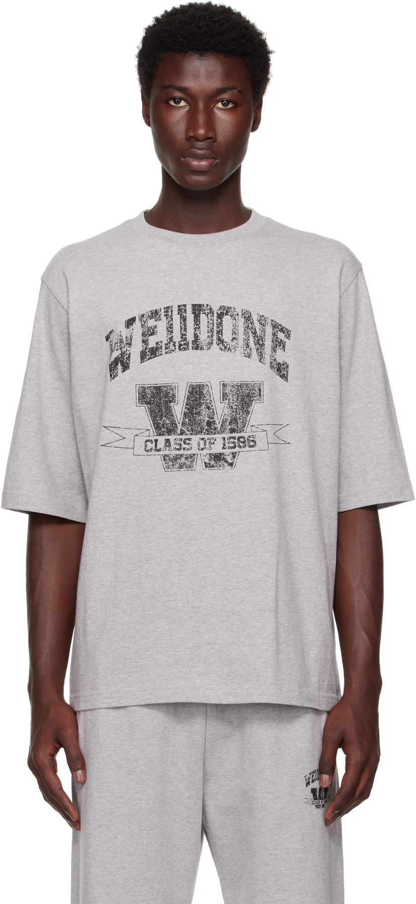Majica kratkih rukava We11done We11done Printed University T-Shirt Siva | WD-TT2-25-743-U-MG