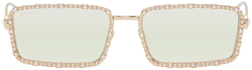 Sunčane naočale Gucci Gold Rectangular Sunglasses Metalik | GG1568S