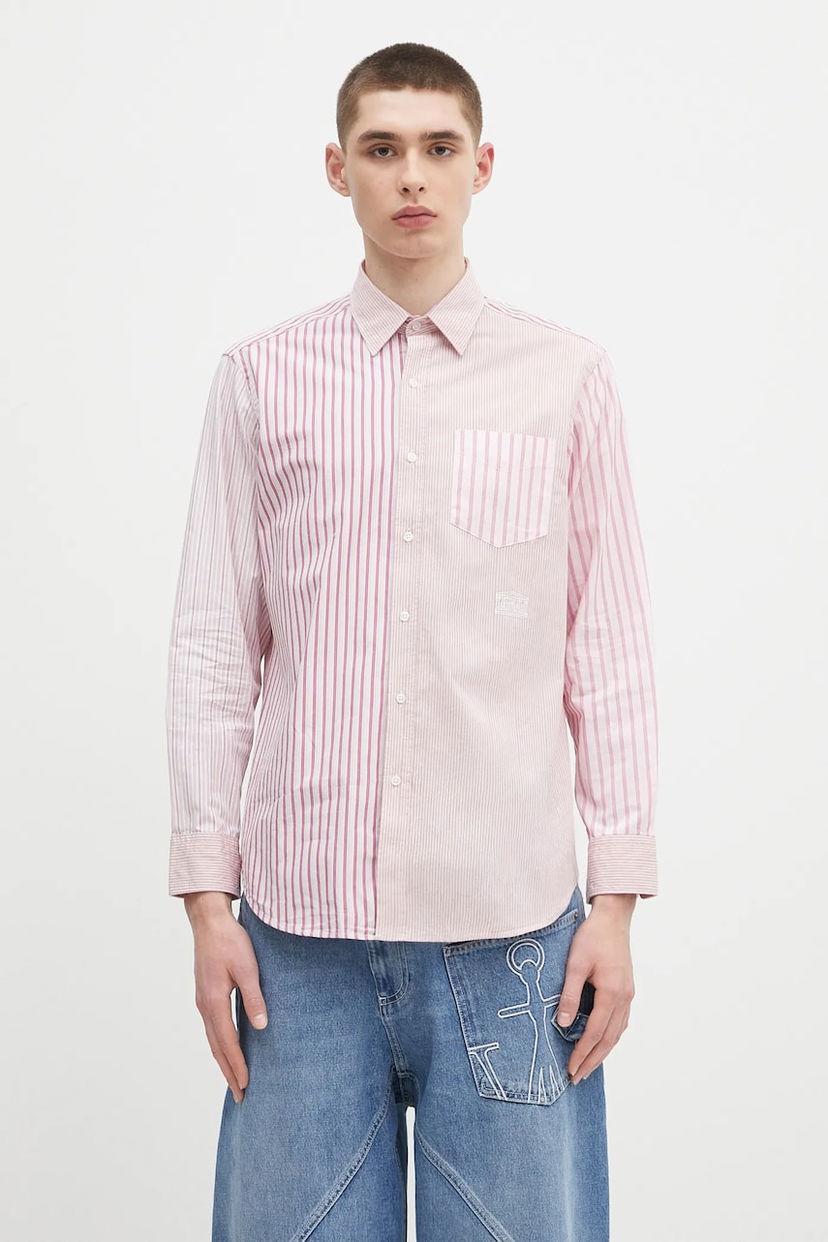 Košulja Aries Aries Patchwork LS Shirt: Relaxed Fit, Classic Collar Ružičasta | AR4012003