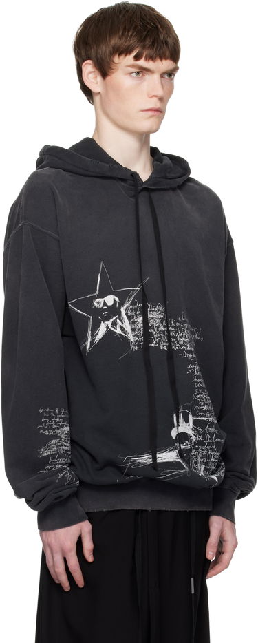 Dukserice Ann Demeulemeester Ann Demeulemeester Olly Sketchbook High-Comfort Hoodie Crna | B0012870-FA639-098, 1
