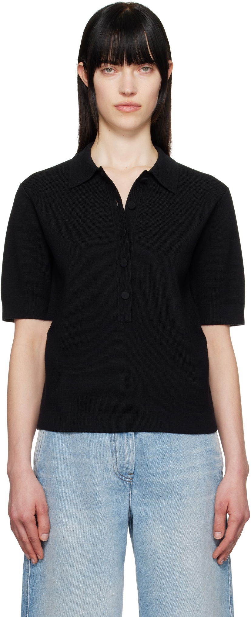 Polo majica Dries Van Noten Dries Van Noten Merino Polo Crna | 251-011203-1700