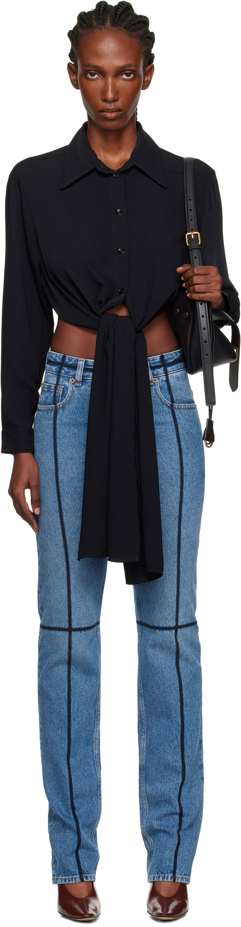 Košulja Maison Margiela MM6 Maison Margiela Dual-Wear Tie Front Shirt Crna | S52DT0049 S43455