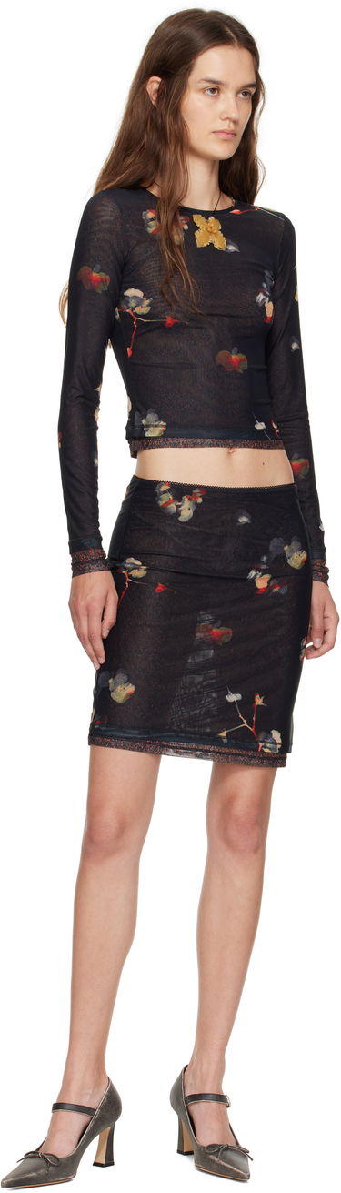 Majica kratkih rukava Eckhaus Latta Eckhaus Latta Duet Floral Print Semi-Sheer Top Crna | 1100-EL-PF25-BP -, 3