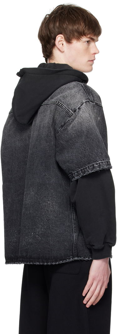 Jakna We11done We11done Faded Layered Hoodie Denim Jacket Crna | WD-DJ2-25-315-M-BK, 2
