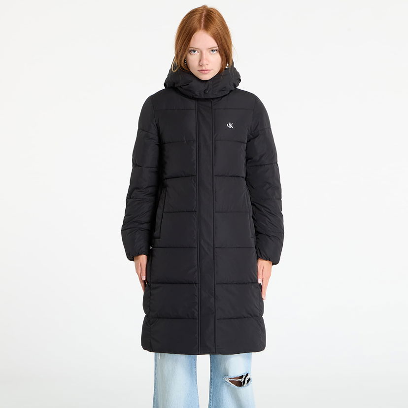 Pernata jakna CALVIN KLEIN Calvin Klein Jeans Monologo Long Puffer Jacket Crna | LV047D512G UB1