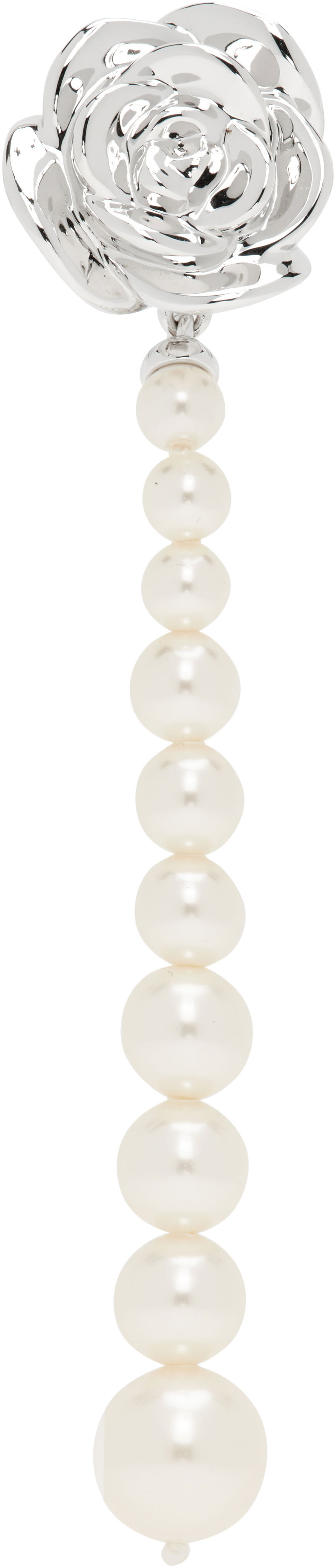 Naušnice SHUSHU/TONG YVMIN Edition Pearl String Rose Single Earring Bijela | 22318SLV00DN