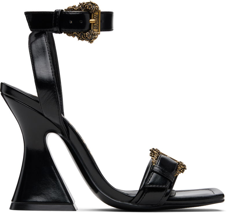 Tenisice i cipele Versace Baroque Buckle Kristen Heeled Sandals Crna | E79VA3S36_EZSC35