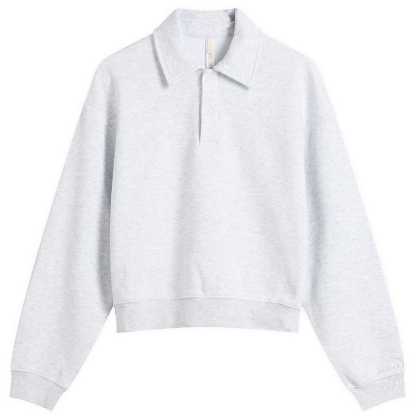 Dukserice SKIMS Cotton Fleece Long Sleeve Henley Sweatshirt Siva | LS-LST-9575W-LHG