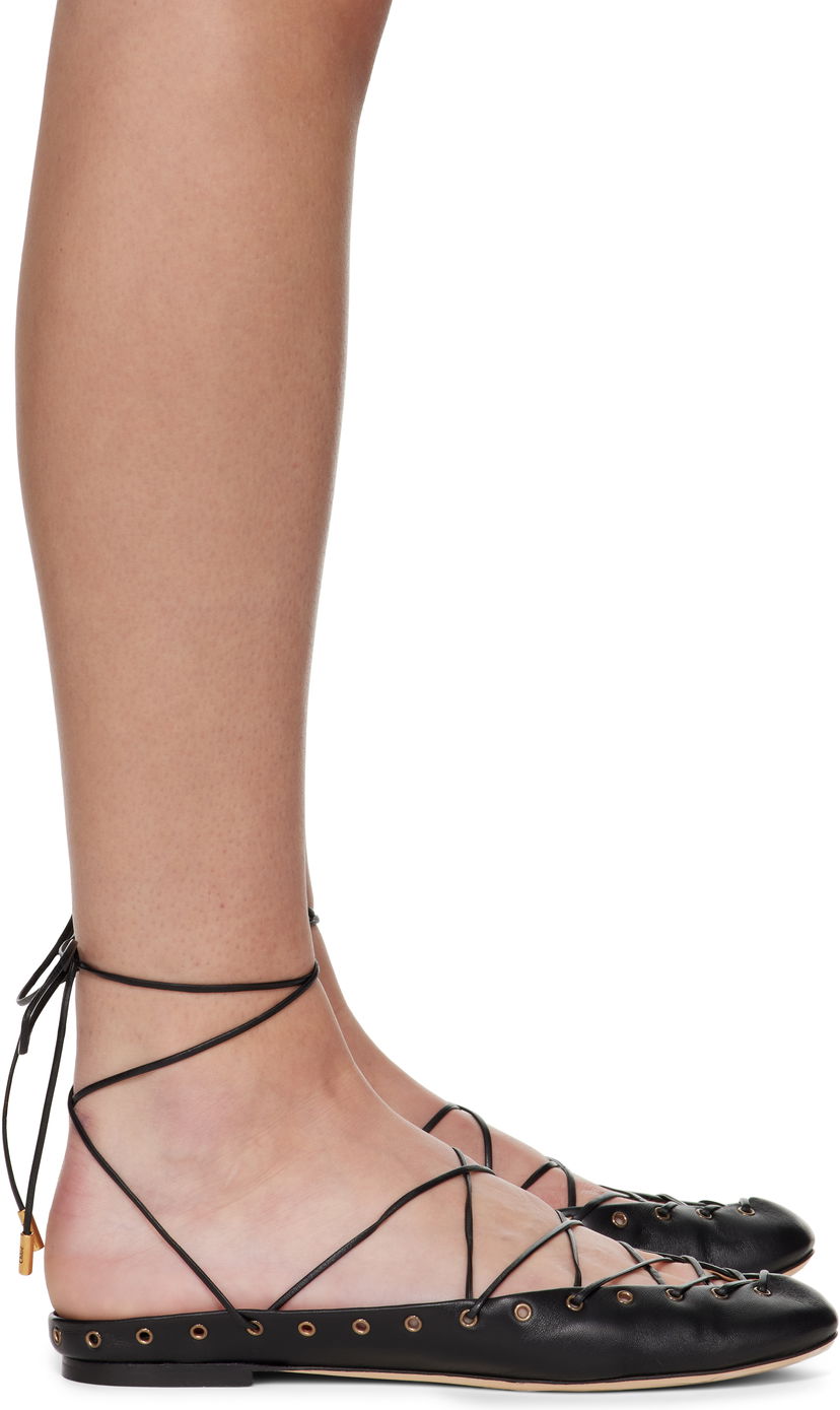 Tenisice i cipele CHLOÉ Chloé 'Chloé' Ghillies Ballerina Flats Crna | CHC25U10BRI