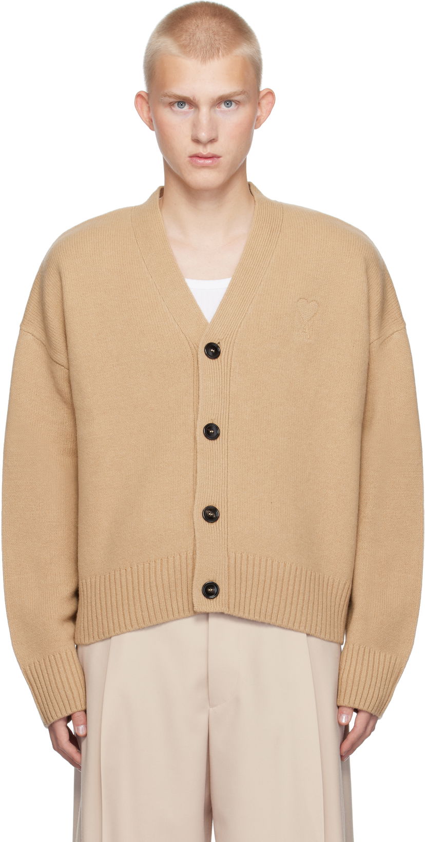 Džemper AMI Cardigan Bež | UKC044.KN0028