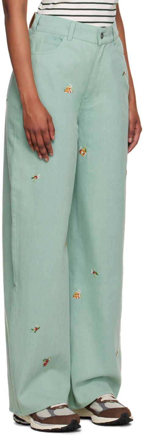Jeans YMC YMC Embroidered Papa Jeans Zelena | Q4UAF, 1