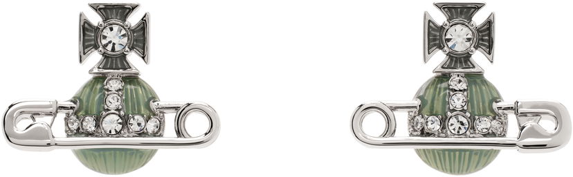 Naušnice Vivienne Westwood Vivienne Westwood Kitty Orb and Safety Pin Earrings Zelena | 6201033P-02P574-