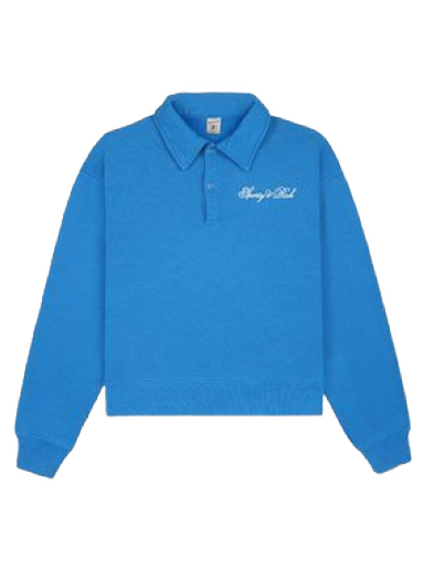 Džemper Sporty & Rich Cursive Logo Embroidered Polo Crewneck Plava | PO851RB