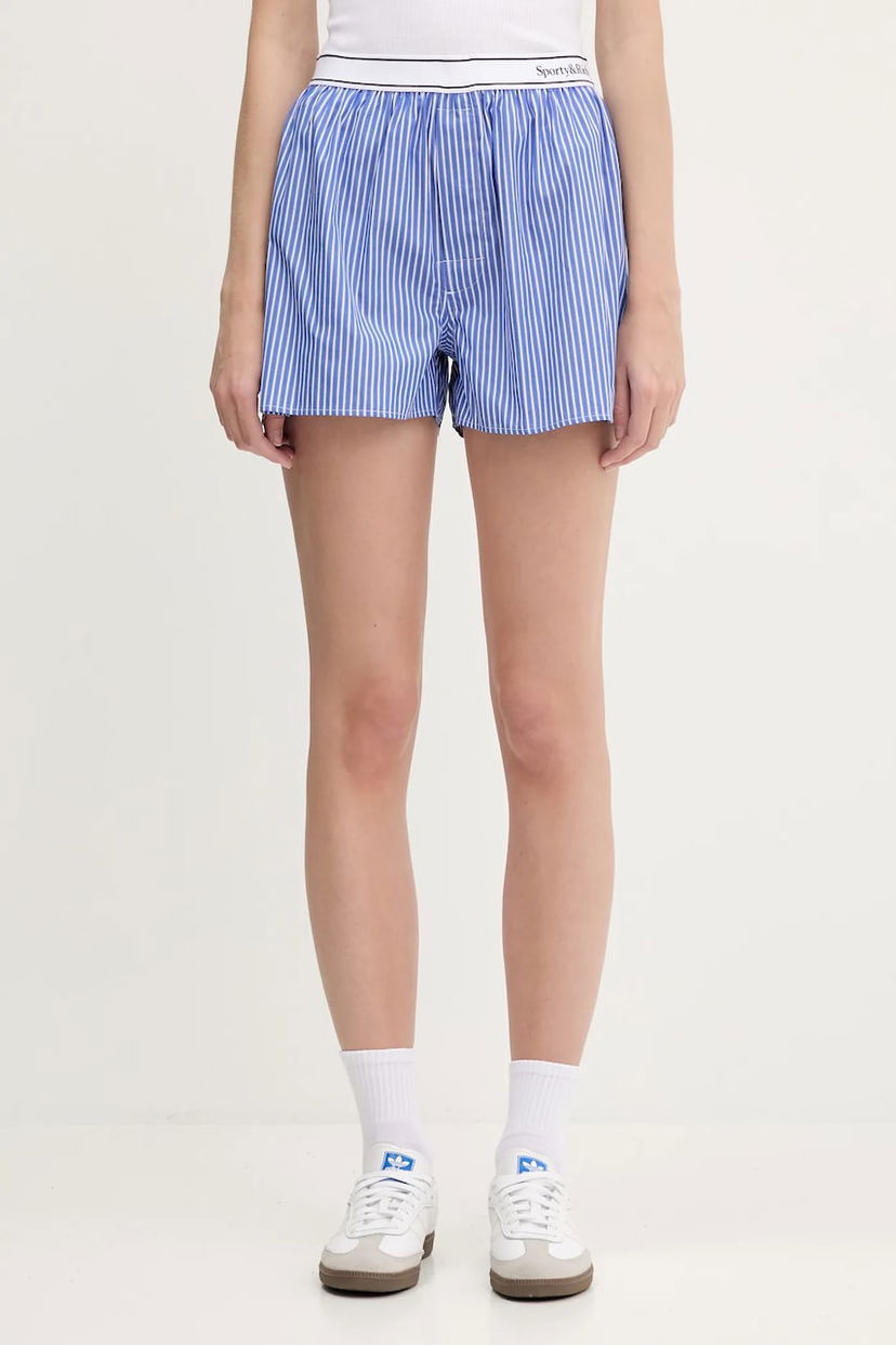 Kratke hlače Sporty & Rich Sporty & Rich Serif Logo High Waist Shorts Plava | SH015612300ST02