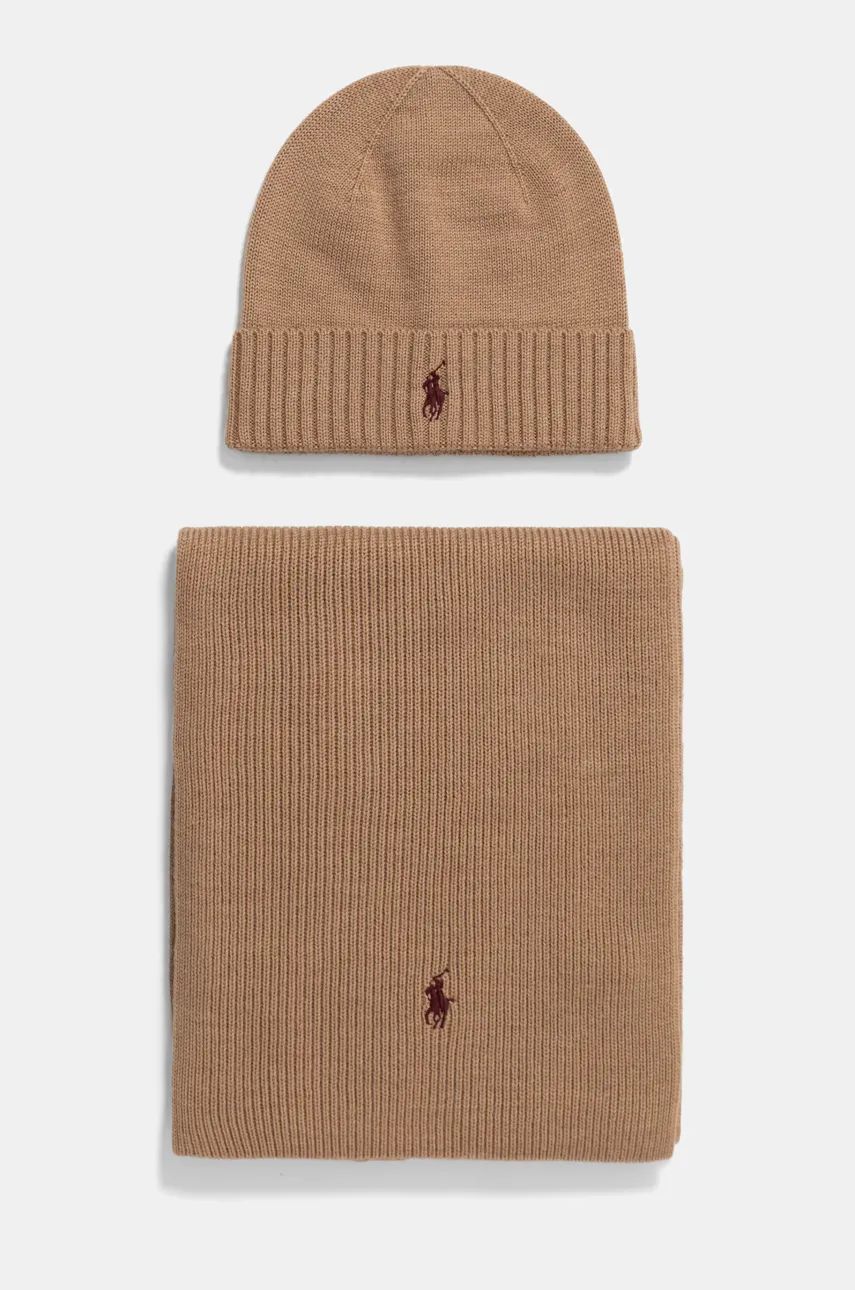Šal Polo by Ralph Lauren Wool Hat and Scarf Set Smeđa | 710951146, 0