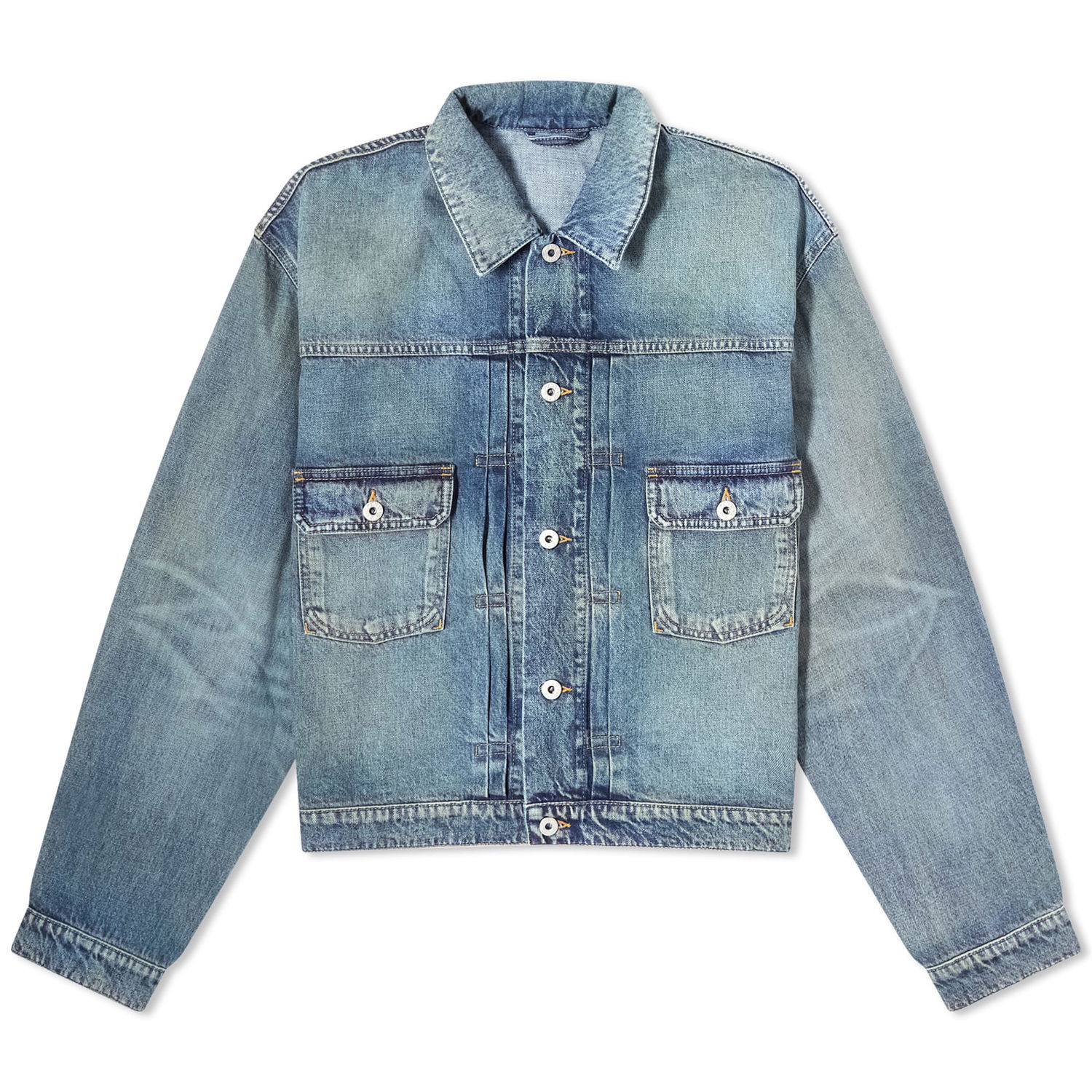 Jakna KENZO Stone Bleach Trucker Jacket Stone Dirty Blue Denim Plava | FD65DV3036B7-DY, 0