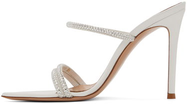 Tenisice i cipele Gianvito Rossi Cannes Crystal-Embellished Satin Heeled Sandals Bijela | G16090.15RIC.XCN, 2