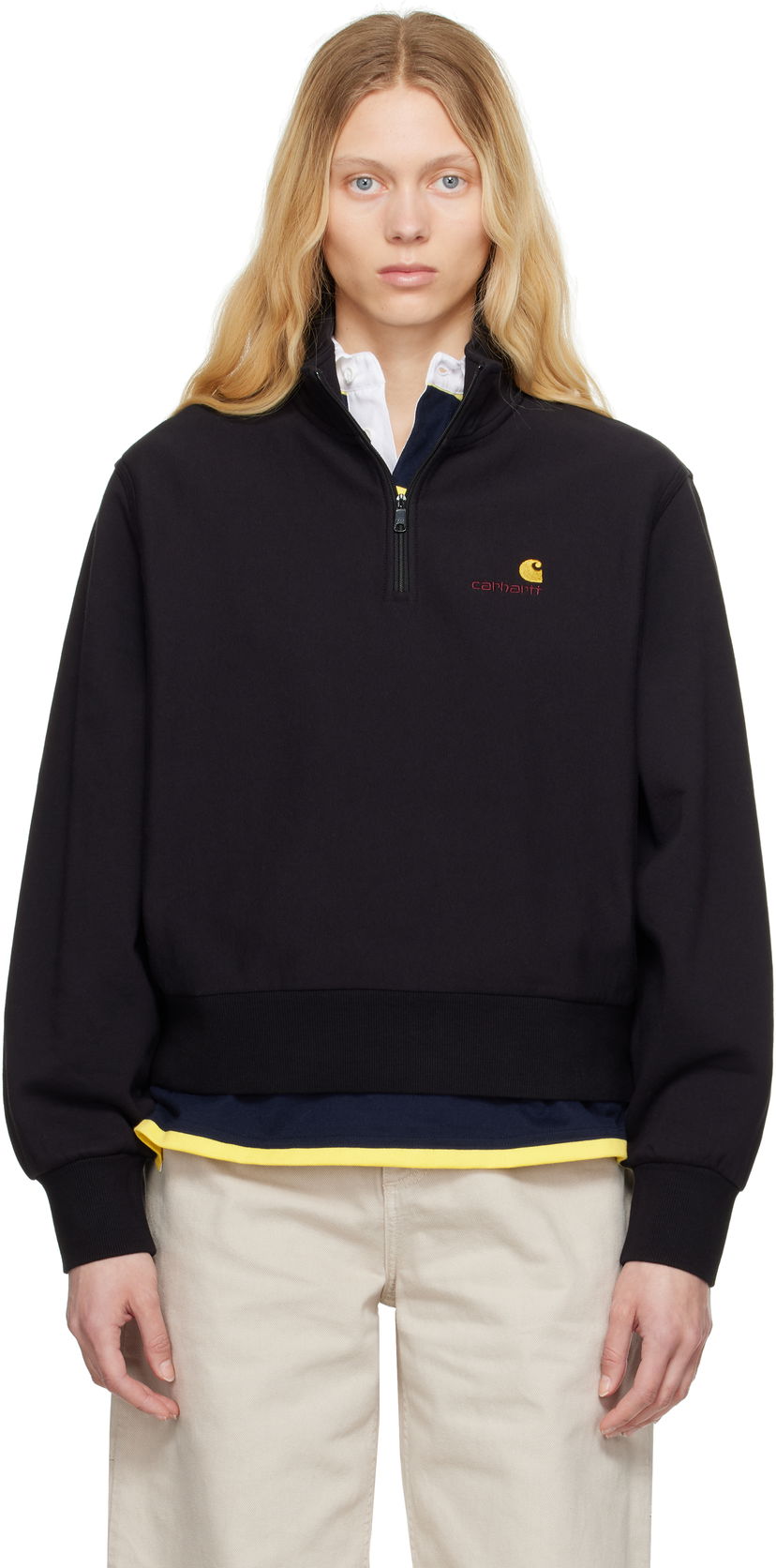Džemper Carhartt WIP American Script High Neck Sweatshirt Crna | I033827 89XX