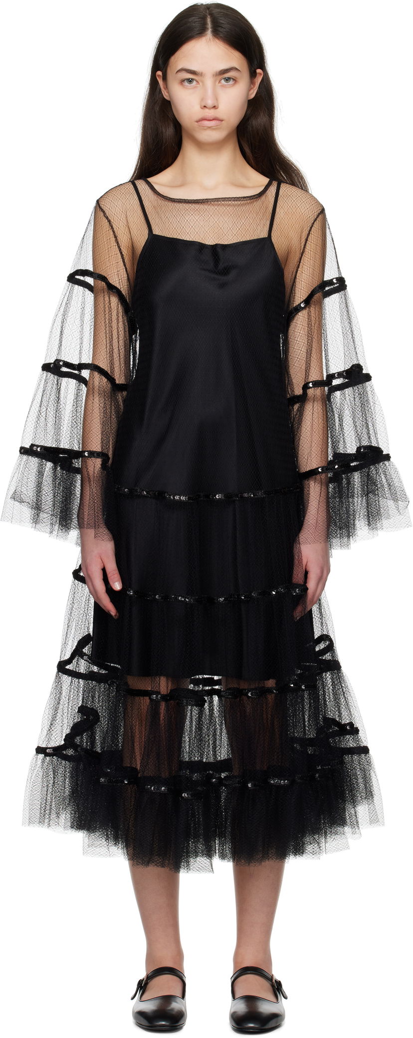 Haljina Bode Bode Swan Midi Dress Crna | WRS25DR030