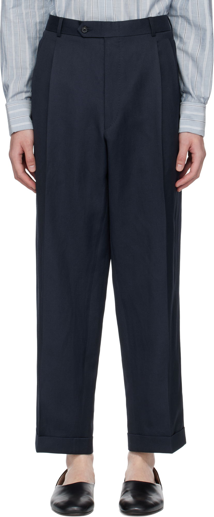 Hlače Maison Margiela Maison Margiela Turn-up Trousers Tamnoplava | S50KA0669 M35287