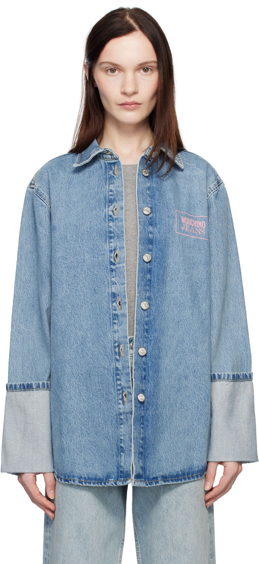 Košulja Moschino Jeans Oversized Denim Shirt Plava | 251K10216