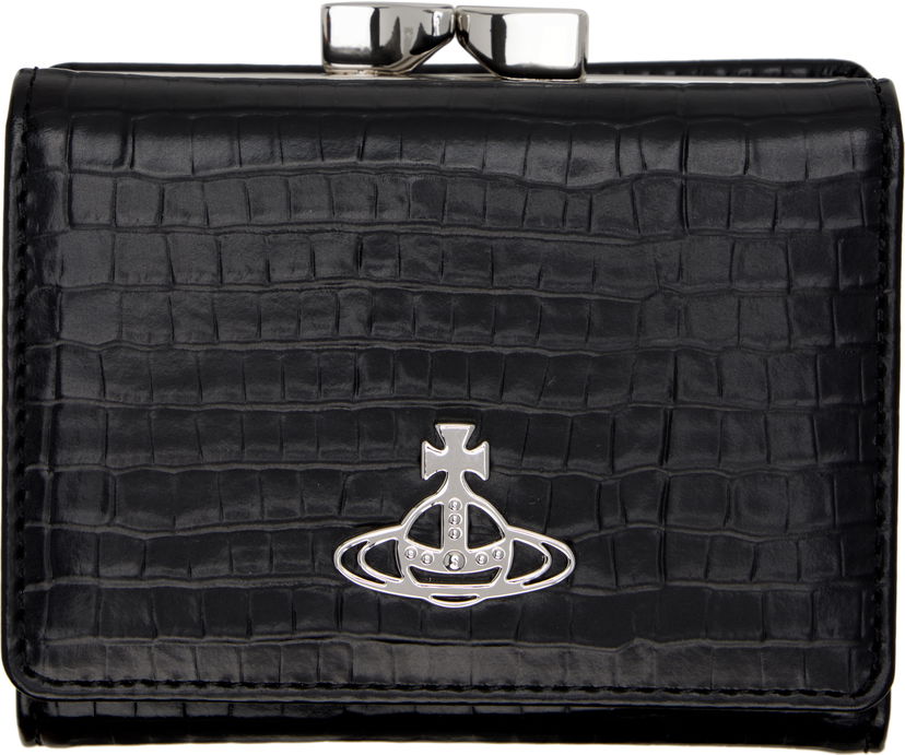 Novčanik Vivienne Westwood Vivienne Westwood Small Croc-Embossed Frame Wallet Crna | 5115002NW-L00C0-