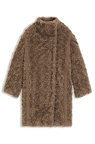 Kaputi BOSS Shaggy faux-fur stand-collar coat with concealed closure Smeđa | 50548340, 0