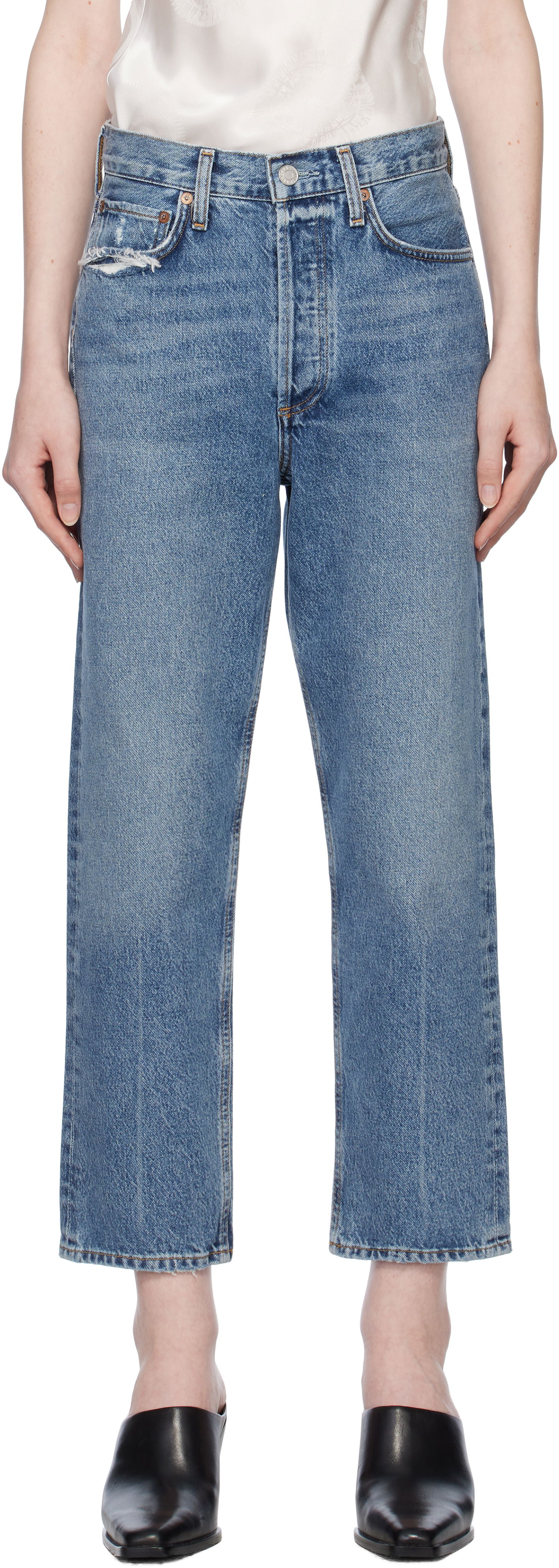 Jeans AGOLDE 90's Crop Mid Rise Straight Jeans Plava | A173F-1206, 0