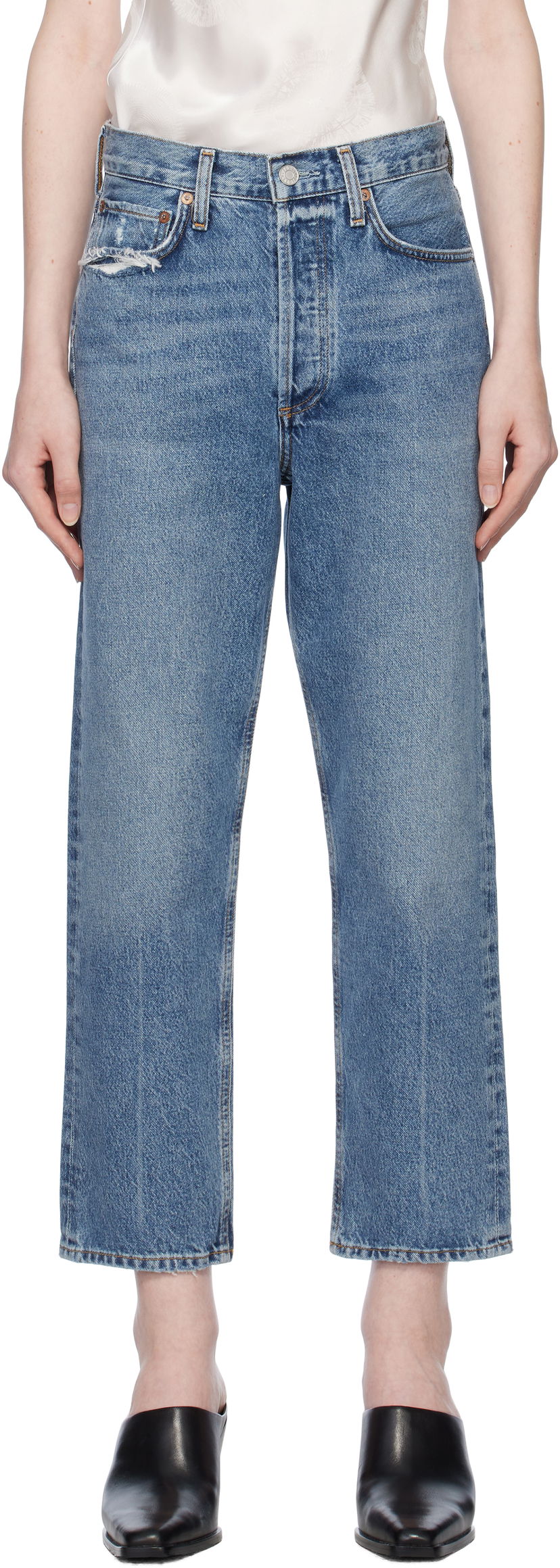 Jeans AGOLDE 90's Crop Mid Rise Straight Jeans Plava | A173F-1206