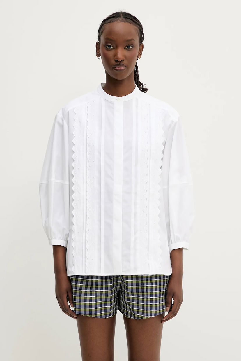 Košulja MAISON KITSUNÉ Maison Kitsuné Crafted Embroidery Shirt Bijela | OW00428WC5010